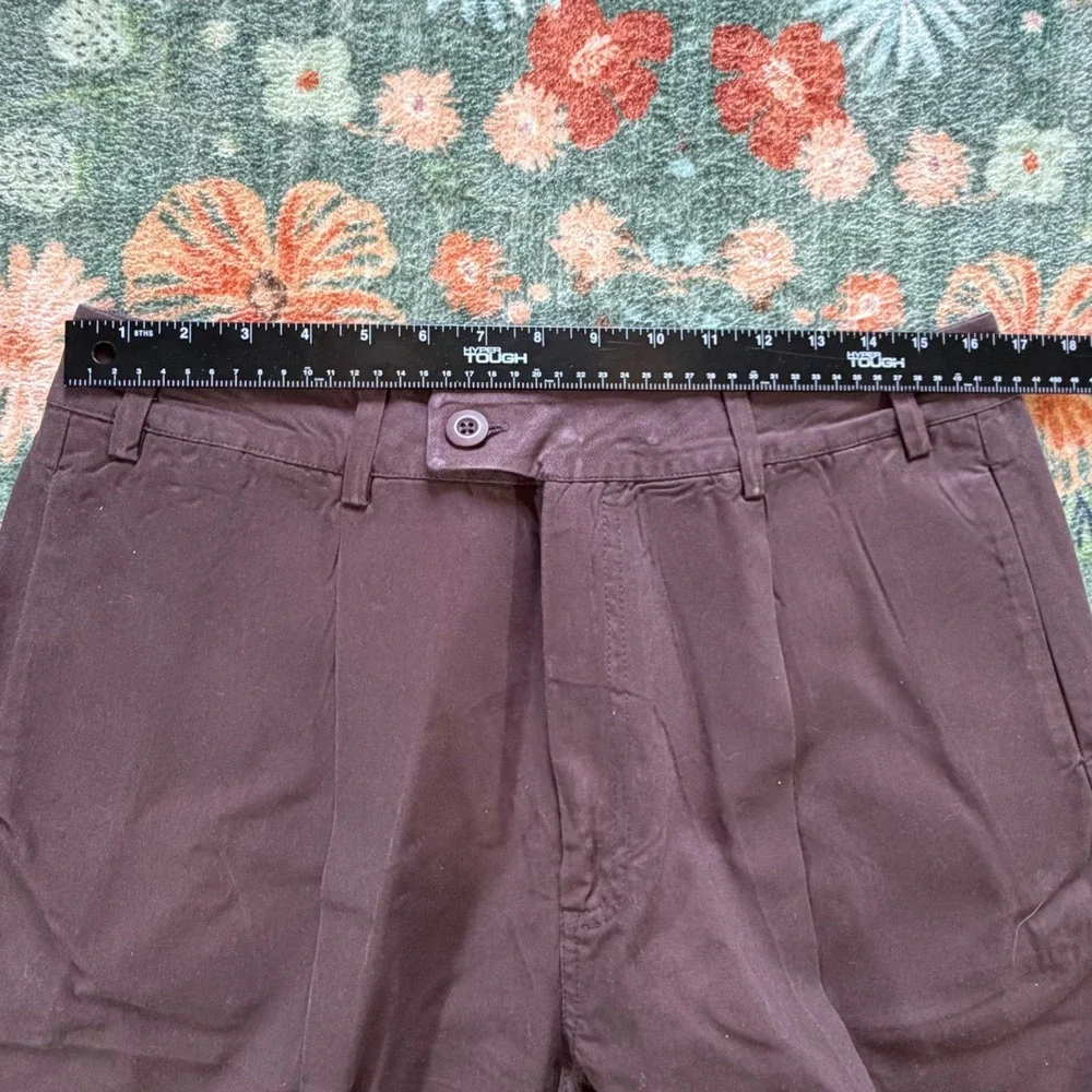 Free People Plum Brown Pleated Wide Leg Cotton Trousers Cuffed Size 12 OB1703806